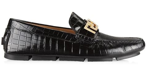 versace la greca leather driver loafers|Versace men's suede slippers.